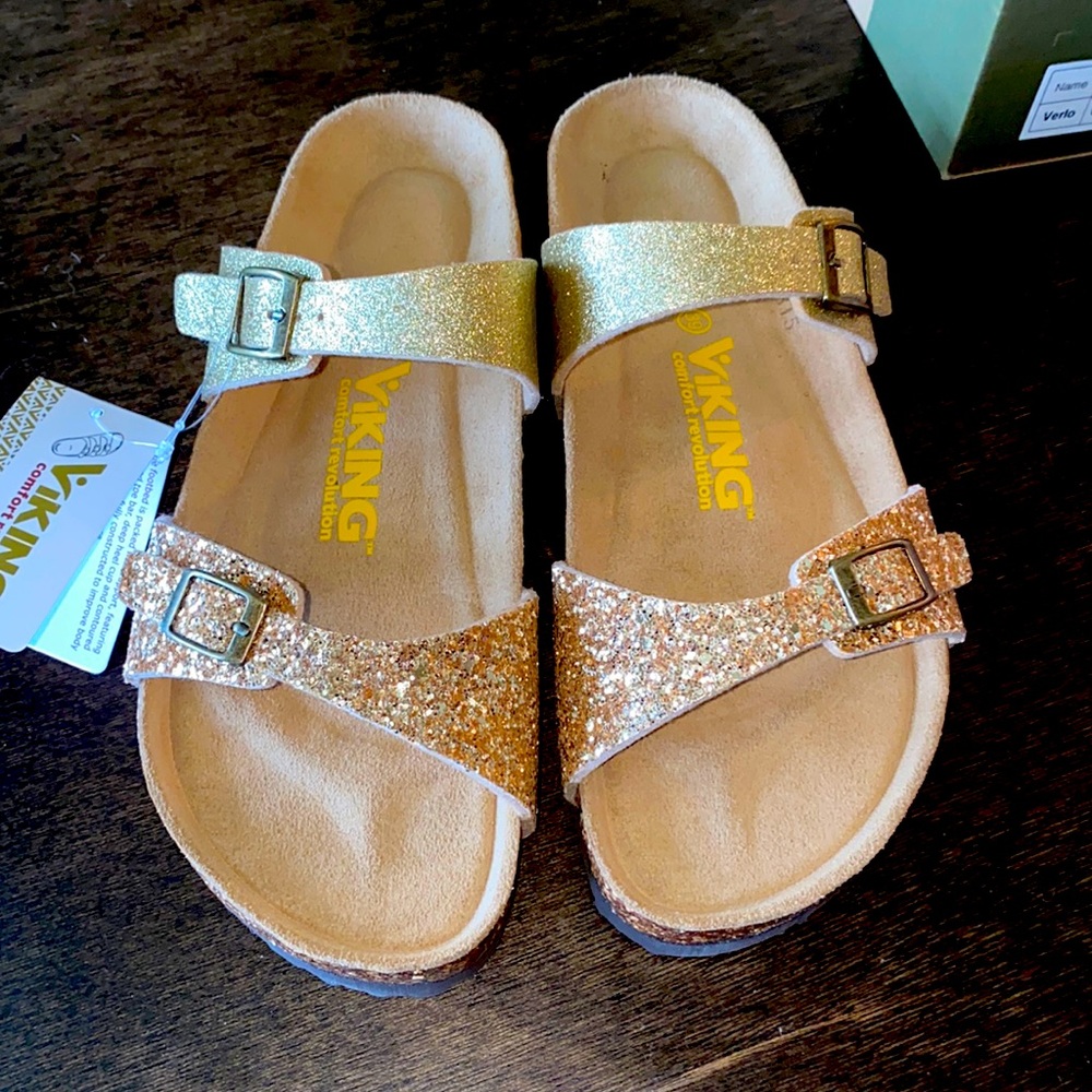 Viking Gold Glitter Verlo Sandals 8/8.5 39